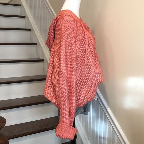 TORRID Rose Long Sleeve Chunky Woven Hooded Pullover W. Lace Up Front Sz 5X NWT - Picture 15 of 16